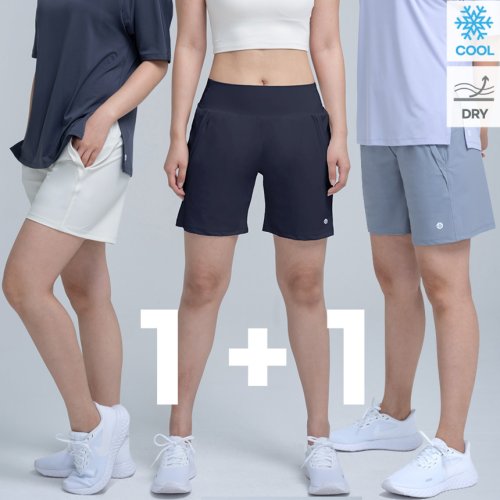 [썸머페스타] 1+1 얼티밋기어 쿨링 프레시 여성 반바지 하프팬츠 2장세트 여름 스트레치 러닝복 운동복