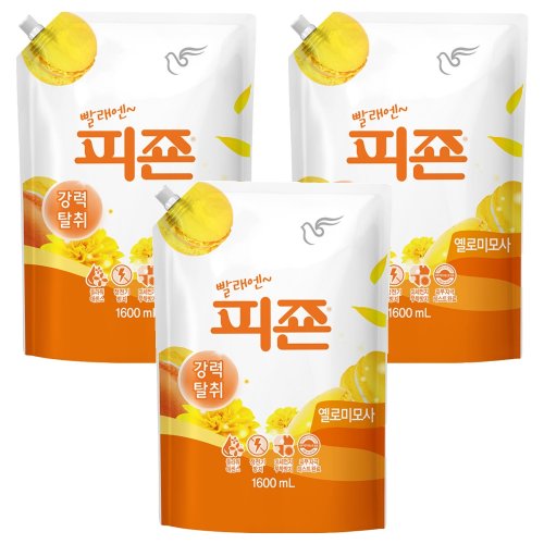 피죤 섬유유연제 옐로미모사 리필, 1.6L, 3개