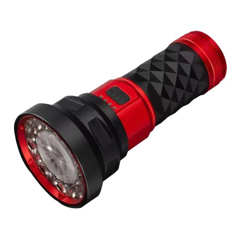 CS9000 밝은 손전등 5400루멘 집중 확산 만능 휴대용 후레쉬 C타입 충전식 초강력 LED 라이트, 1개, 블랙