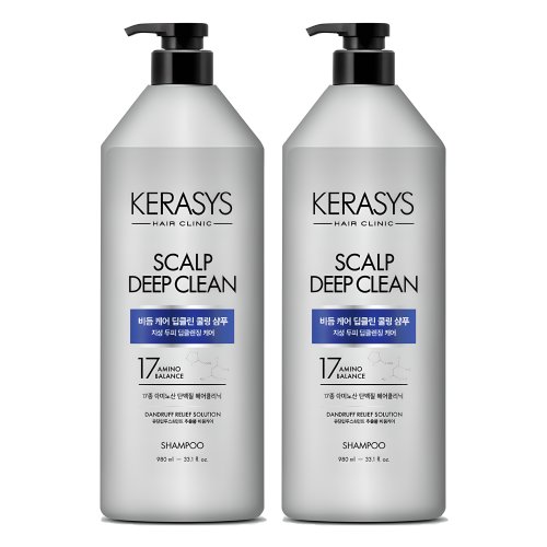케라시스 두피 비듬케어 딥클린 쿨링 단백질 샴푸, 980ml, 2개