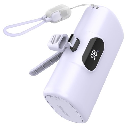 스마텍 고속충전 일체형 미니 보조배터리 10000mAh C타입, 퍼플, STPB-MB100