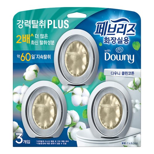 페브리즈 화장실용 강력탈취 플러스 비치형 다우니 클린코튼향 탈취제 본품, 18.9ml, 1개