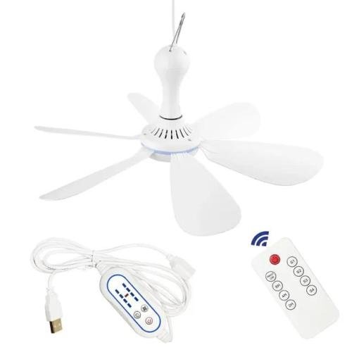 휴대용 소형 미니 선풍기  무소음 날개 6 개 USB 충전 천장 캐노피 리모컨 포함 타이머 4 단 속도 걸이형 캠핑 침대 기숙사 텐트용 신제품